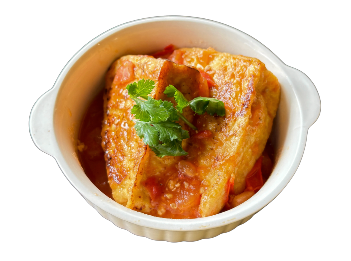 Stuffed Tofu in Tomato Sauce with Rice (Cơm Đậu Hủ Nhồi Thịt Sốt Cà Chua)