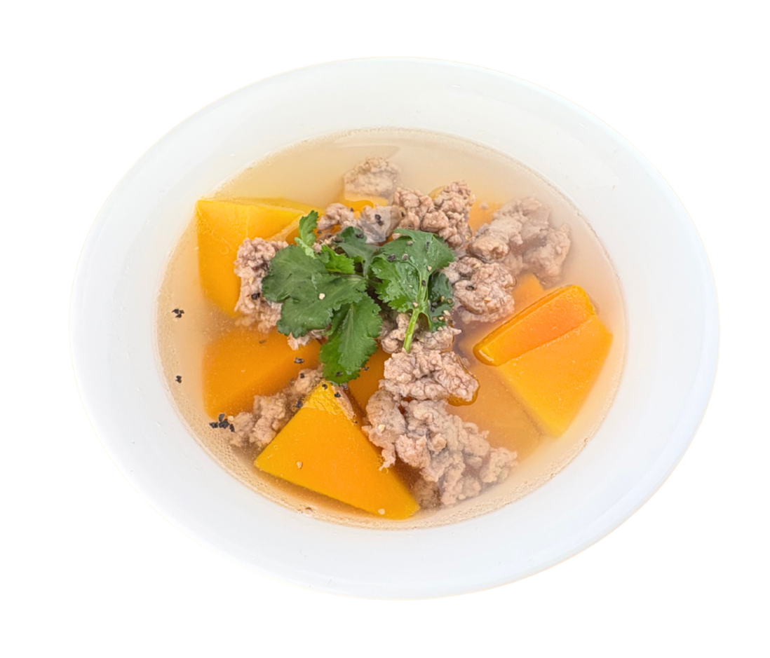 Rice with Pumpkin & Pork Mince Soup (Cơm Canh Bí Đỏ Thịt Bằm)