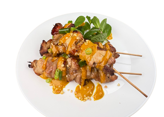 Satay Chicken Skewers with Rice (Cơm Gà Xiên Nướng sốt Satay) - 2pcs