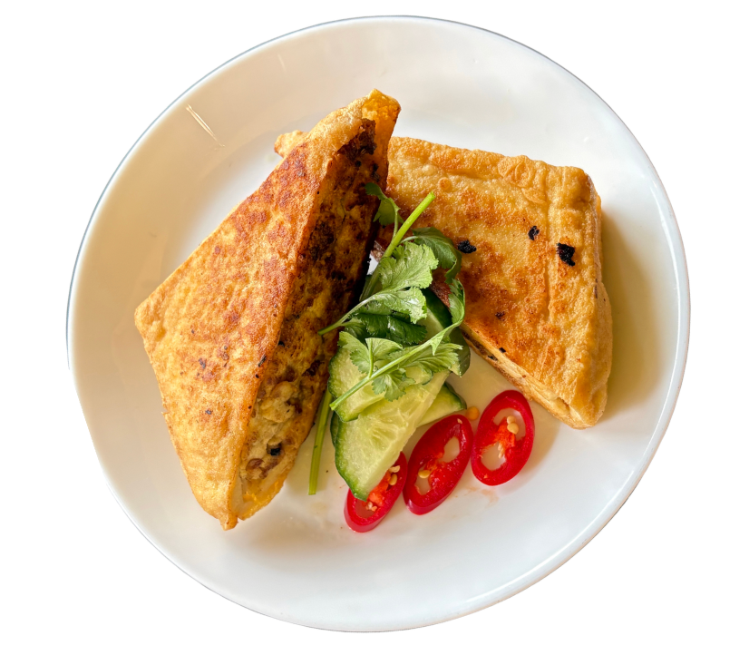Fried Stuffed Tofu with Rice (Cơm Đậu Hủ Nhồi Thịt Chiên)