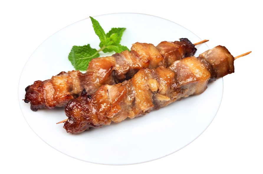 Honey Soy Pork Skewer with Hot Chili Sauce (Heo Xiên Nướng Mật Ong + Muối Ớt Đỏ)