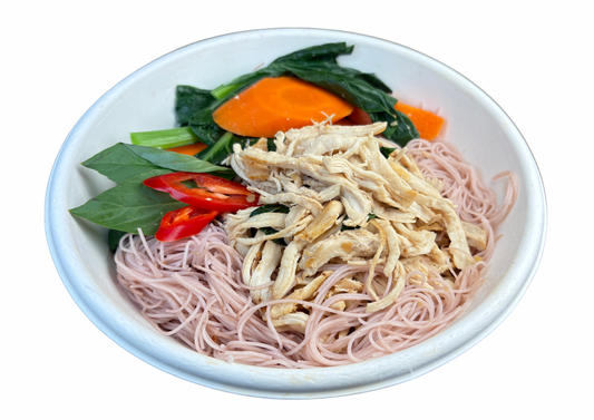 Thai styled Basil Chicken With Brown Rice Vermicelli (Bún Gạo Lức & Gà Xào Kiểu Thái)